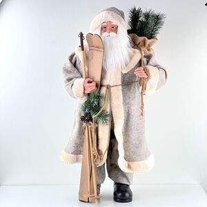 Ellsworth Avenue Santa Claus Figurine Skis  Christmas Extra Large 35”